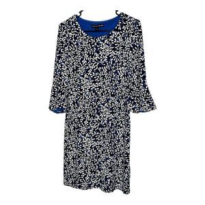 Madison Leigh bell 3/4 sleeve dress blues and white stretch size 4